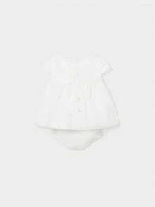 Mayoral Girls' Chiffon Dress With Nappy Cover - Kem - Xem 2