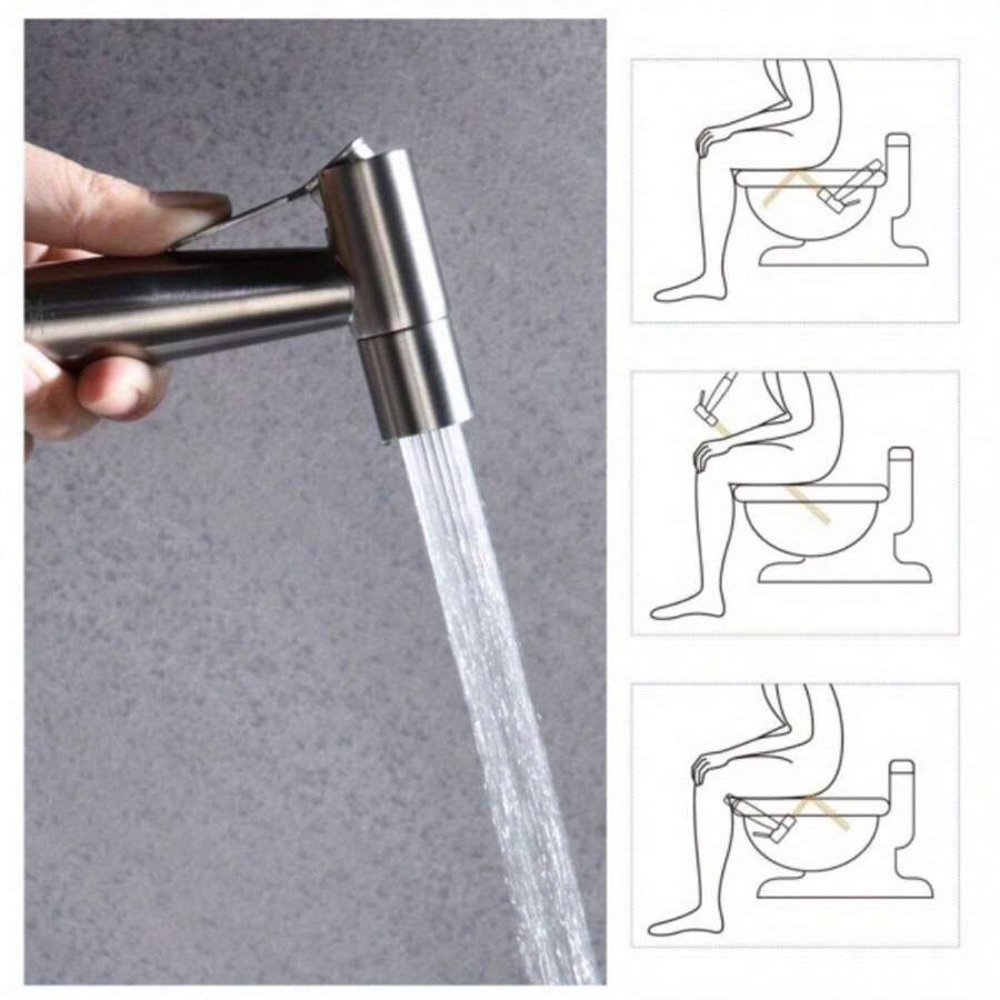 1pc Ultimate Toilet Cleaning Set Stainless Steel Spray Gun With