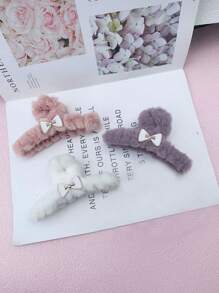 3 件装时尚女士蓬松发夹，秋冬季毛茸茸发饰，适合大头发，发爪夹，适合蓬松头发 - 彩色 - 查看 15