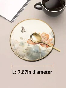 Heat Insulation Pad Waterproof Oil-Proof Round Placemat Coaster Bowl Plate Mat Anti-Scald Round Absorbent Dining Table Mat High-End Zen Chinese Style Tabletop Tea Coffee Mat Kitchen Draining Mat
