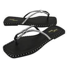 Flat New Beautiful Pretty Feminine Block Insole Comfort Social Elegant Soft Shoe Square Toe Wonderful - 黑色 - 查看 2