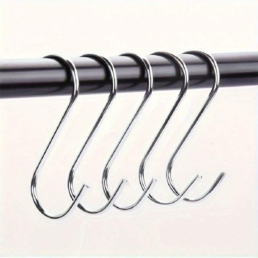 10 móc treo hình chữ S bằng thép không gỉ, móc treo đa năng cho phòng ngủ nhà bếp, móc treo kim loại thời trang, thích hợp cho tủ quần áo - Bạc - Xem 1