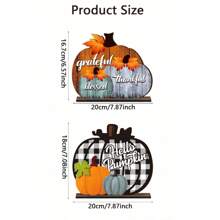 1 套 Hello Pumpkin 木制标牌、秋季感恩节分层托盘装饰、适合秋季餐桌装饰、南瓜家庭收获木制分层托盘装饰、节日装饰、派对礼品、节日用品、完美的节日礼物 - 彩色 - 查看 2