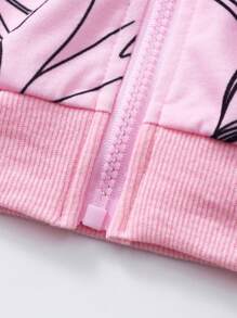 Bộ quần áo hoodie và quần dài in họa tiết hoạt hình cho bé gái, trang phục thường ngày - Hồng - Xem 5