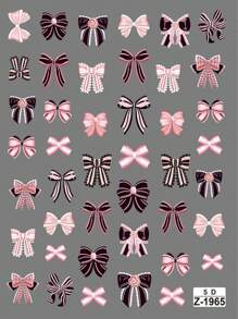 5D Cartoon rosa Mädchen Schleife geprägte Nagel Aufkleber mit 3D Kleber, Mode Nagel Dekore