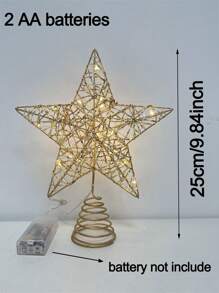Christmas LED Light String, Christmas Tree Top Hanging Gold And Silver Five-Pointed Star Angel Shape Lighting, Suitable For Christmas, Home Interior, Christmas Tree Decoration, DIY Gift Birthday Home Decor Christmas Decorations Room Decor Winter Christmas Decorations Home Christmas Gifts Christmas Decor - Multicolor - View 3