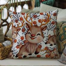 1 件卡通鹿图案装饰枕套，现代风格涤纶印花 45 厘米 * 45 厘米家居装饰沙发垫套 - 彩色 - 查看 4