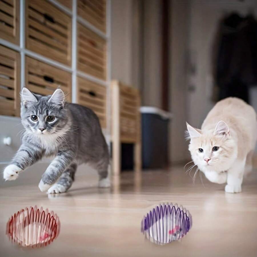 Bộ đồ chơi lò xo nhiều màu sắc 1 món - Giúp mèo của bạn giải trí với đồ chơi bóng lăn và chuột tương tác - Nhiều màu - Xem 1