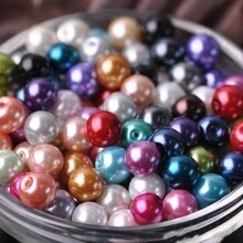 4/5/6/8/mm com Furo Acessórios de Cabelo Falsos de Pérola Bola Espaçadora Solta Redonda Contas DIY Pulseira Colar Borla Encantos Acessórios de Jóias Femininas Pingente de Brinco Decorações