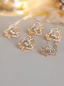 Tsnamer 1 对心形首字母耳钉，适合女孩女士，心形雕刻 26 个字母 A-Z 个性化名字花耳环，适合日常情人节母亲节珠宝生日礼物情人节、妈妈、母亲、母亲节、礼物 - 耳環 - 查看 18