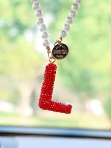 1pc Red Ceramic Letter Car Interior Hanging Decoration - one-size - View 5