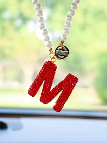 1pc Red Ceramic Letter Car Interior Hanging Decoration - one-size - View 6