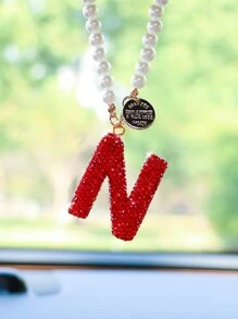 1pc Red Ceramic Letter Car Interior Hanging Decoration - one-size - View 7