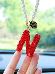 1pc Red Ceramic Letter Car Interior Hanging Decoration - one-size - View 10