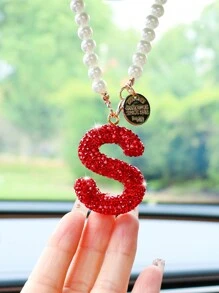 1pc Red Ceramic Letter Car Interior Hanging Decoration - one-size - View 9
