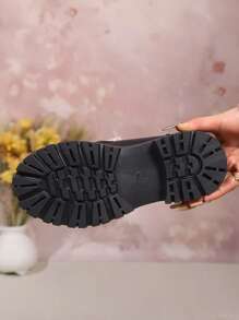 New Arrival Women Round Toe Thick Sole Slip-On Loafers, Warm Lining, Fashion Casual Comfortable Soft Bottom Retro College Style Ladies Flats