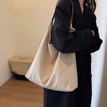 NYXIA Bộ 2 Túi Đeo Vai Da Lộn Phong Cách Cổ Điển, Bộ Túi Tote Trơn Màu Trơn Đơn Giản, Túi Xách Đi Làm Thời Trang Dung Tích Lớn Cho Nữ - Nhiều màu - Xem 5