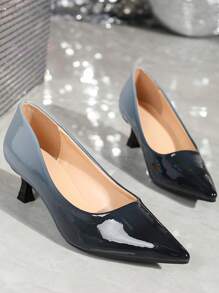Nuevos Zapatos de Tacón Alto Versátiles con Punta Puntiaguda y Vamp Bajo que Cambian de Color para Mujer Talla Grande Suela Blanda 5CM Tacones Altos Degradados - Azul - Ver 4