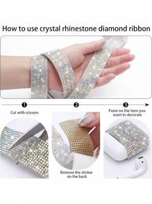 1/3 卷自粘水晶钻丝带 DIY 装饰贴纸，2 毫米钻，适用于艺术和工艺品、DIY 项目、汽车和手机装饰、花瓶、婚礼和蛋糕装饰（银色）、贴纸、墙贴花、乙烯基贴花用于家居装饰、春季装饰品让您的家焕然一新、Rama 装饰贴纸