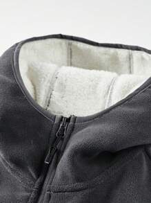 1 chiếc áo khoác có mũ dày dặn, giữ nhiệt tốt, thiết kế ấm áp và thoải mái, phù hợp cho các hoạt động ngoài trời và mặc hàng ngày, mùa đông, giữ ấm. - Xám - Xem 3