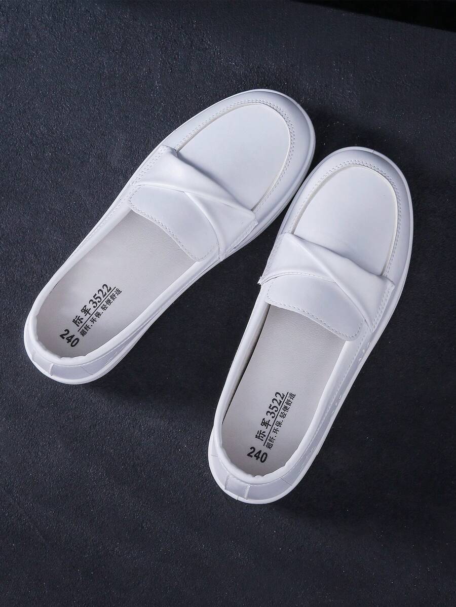 Giày Y Tá Nữ Đế Mềm Bằng Da Đế Cao Thoải Mái Giày Làm Việc Đế Dày Không Gây Mệt Mỏi Giày Da Thường Ngày Màu Trắng - trắng - Xem 1