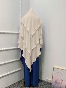 1 pieza Pañuelo de cabeza de gasa de 3 capas de unicolor, transpirable y cómodo, elegante y casual de poliéster, adecuado para todas las estaciones