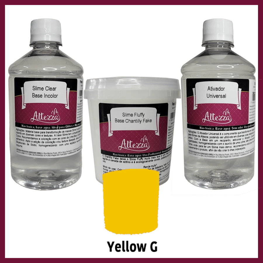 Kit Transparent Glue 500g + Activator For Universal Slime 500ml + Fluffy Chantilly 400g Altezza Altezza - Super Premium Complete Slime - Creative DIY Slimes Factory - Complete Slime Kit - Making Slimes - Offer - Special Promotion - 基礎色30ml 黃G - 查看 1