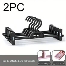 5pcs Expandable Pants Hangers, Stacking Pants Clips, Storage Solution, Non-Marking Clothes Hanger, Skirt Clip Hooks, Rotatable, Telescoping And Adjustable Garment Rack, Retail Display Hanging