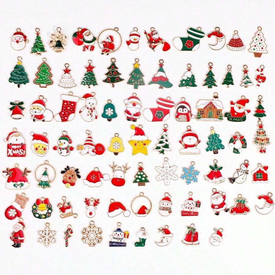 20/50/80/100 chiếc Mặt dây chuyền Giáng sinh tráng men vàng ngẫu nhiên, Dùng làm đồ trang sức, Vòng cổ, Vòng tay, Hoa tai, Trang phục Giáng sinh tự làm, Phụ kiện trang trí túi may vá, Gói hỗn hợp - Giáng sinh tự làm - Xem 1