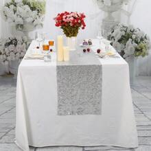 1PC Sparkly Sequin Table Runners For Wedding Decoration Glitter Table Runners Christmas Birthday Baby Shower Party Decor - Silver - View 2