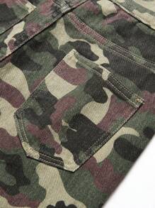 Teens Fashionable Camouflage Front Button Pocket Simple Casual Jeans