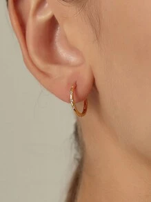 Artepollo 1 Cặp Bông Tai Vòng Bạc Sterling 925, Khảm Đá Cubic Zirconia Lấp Lánh, Tinh Tế & Dễ Thương, Bao Bì Hộp Quà Tặng, Quà Tặng Lý Tưởng Cho Trẻ Em, Bé Gái Hoặc Bạn Bè Sinh Nhật - Vàng - Xem 3