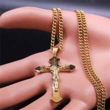 基督教圣经不锈钢金/银耶稣长项链男/女项链吊坠宗教珠宝男士女士时尚配饰情侣礼物 - 項鍊 - 查看 3