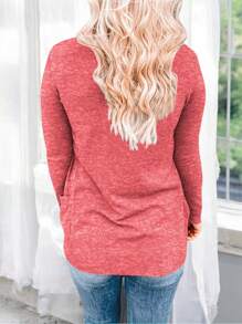 Suéter Tipo Cardigan De Moda Con Bolsas #SensaciónDelujo #EstiloRomanticoDeSanValentín - Rojo Jaspe - Ver 3