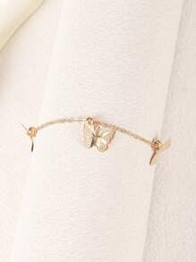 8pcs/Set Fashionable Minimalist Faux Pearl, Copper Inlaid Cubic Zirconia Butterfly Bracelet Set, Suitable For Women's Daily Wear, Parties And Gatherings As Gifts
