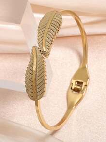 rakol 1 chiếc vòng tay hình chiếc lá bằng thép không gỉ thời trang đa năng, thích hợp cho phụ nữ đeo hàng ngày, quà tặng ngày lễ - vòng đeo tay - Xem 12