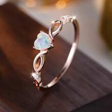 1 chiếc nhẫn đá tổng hợp hình trái tim thời trang, tượng trưng cho vẻ đẹp và sự ngọt ngào, quà tặng trang sức đính hôn/đám cưới - Hoa hồng vàng - Xem 13