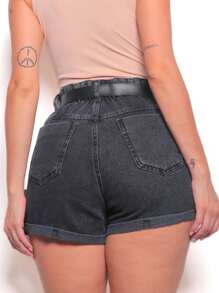 Denim Shorts With Belt Many Colors Women 3030 Pengmoda - màu đen - Xem 3