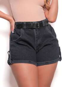 Denim Shorts With Belt Many Colors Women 3030 Pengmoda - màu đen - Xem 1