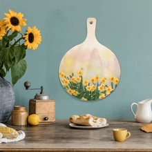 2pcs/6pcs/12pcs Unfinished Round Wooden Paddle With Handle, Suitable For Crafts, DIY Christmas Kitchen Decor - Apricot - View 3