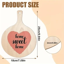 2pcs/6pcs/12pcs Unfinished Round Wooden Paddle With Handle, Suitable For Crafts, DIY Christmas Kitchen Decor - Apricot - View 2
