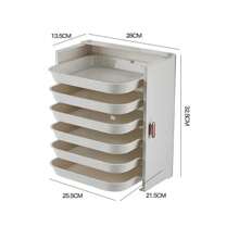 A Multi-Layer Kitchen Foldable Multi-Functional Storage Rack Wall-Mounted Punch-Free Food Preparation Tray - Beige Six Layers - View 10