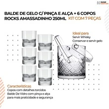 Timeless Ice Bucket Kit + 6 Crushed Whiskey Glasses 250ml - 無色 - 查看 4