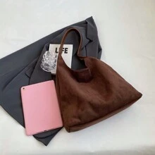 NYXIA Bộ 2 Túi Đeo Vai Da Lộn Phong Cách Cổ Điển, Bộ Túi Tote Trơn Màu Trơn Đơn Giản, Túi Xách Đi Làm Thời Trang Dung Tích Lớn Cho Nữ - Nhiều màu - Xem 12