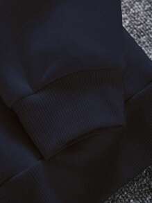 Áo nỉ dài tay cổ tròn in hình cờ Mỹ và chữ cho nam - Màu xanh hải quân - Xem 3