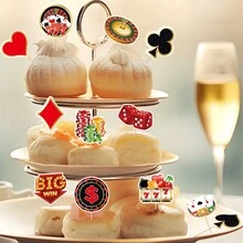 1个扑克牌蛋糕装饰插牌，魔术主题娱乐赌场生日派对甜点桌装饰 - 風格4 - 查看 10