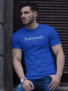Netherlands Printed T-Shirt Men's Unisex Promotion Fashion Shirt - Royal Blue - View 1