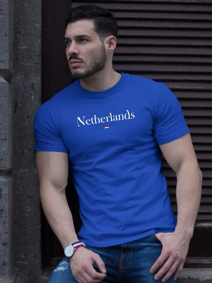 Netherlands Printed T-Shirt Men's Unisex Promotion Fashion Shirt - Royal Blue - View 1