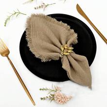 24pcs Fringed Plain Chiffon Soft Napkins, 32*32cm/12.6*12.6inch, Western Dinner Table Cloth Fabric Decoration, Luncheon Cloth, Coaster, Photoshoot, Hotel Dinner, Dish Towel, Kitchen Solid-Color Towels, Tea Pot Tea Towel