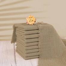 24pcs Fringed Plain Chiffon Soft Napkins, 32*32cm/12.6*12.6inch, Western Dinner Table Cloth Fabric Decoration, Luncheon Cloth, Coaster, Photoshoot, Hotel Dinner, Dish Towel, Kitchen Solid-Color Towels, Tea Pot Tea Towel